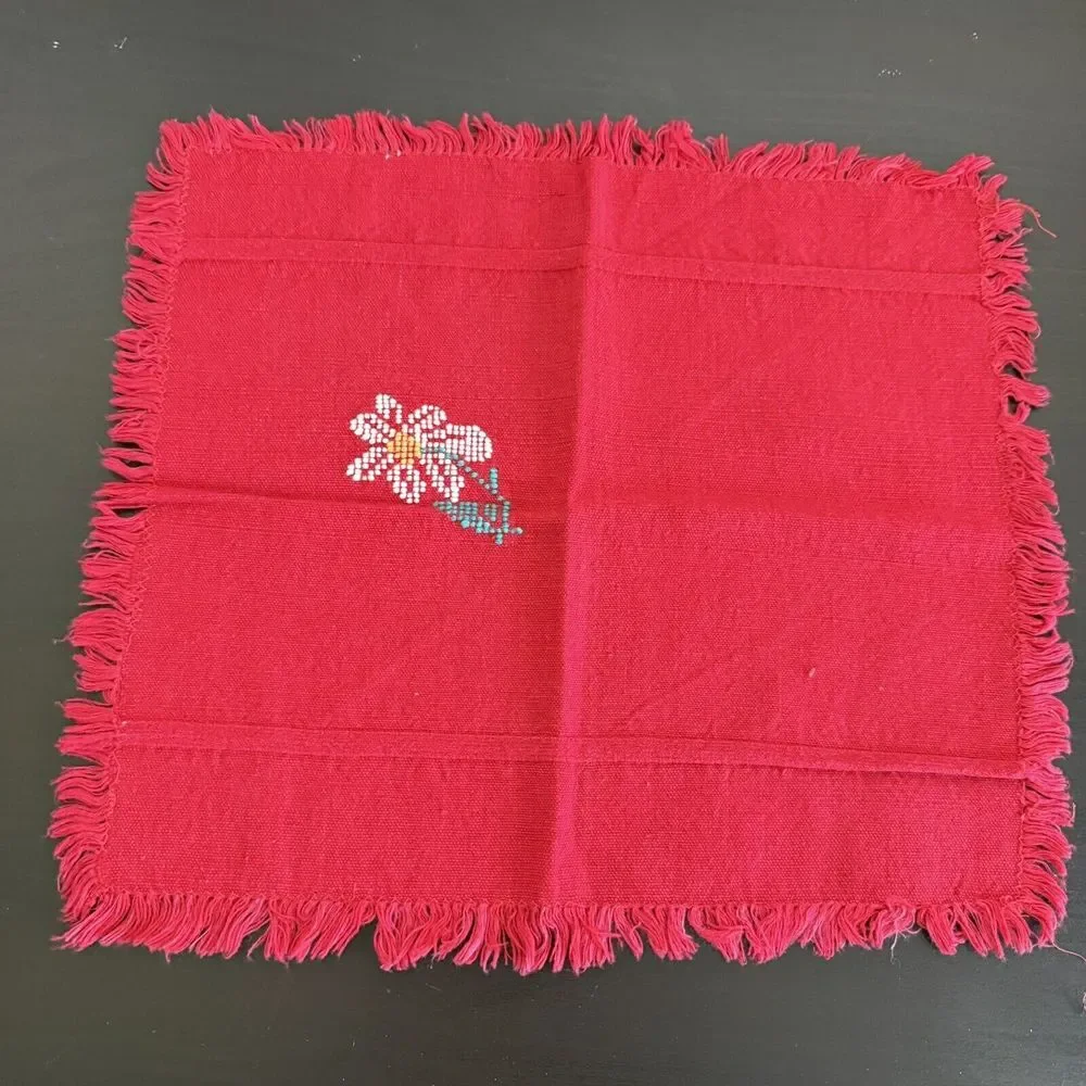 Vintage Cross Stitch Linen Napkins Lot of 13